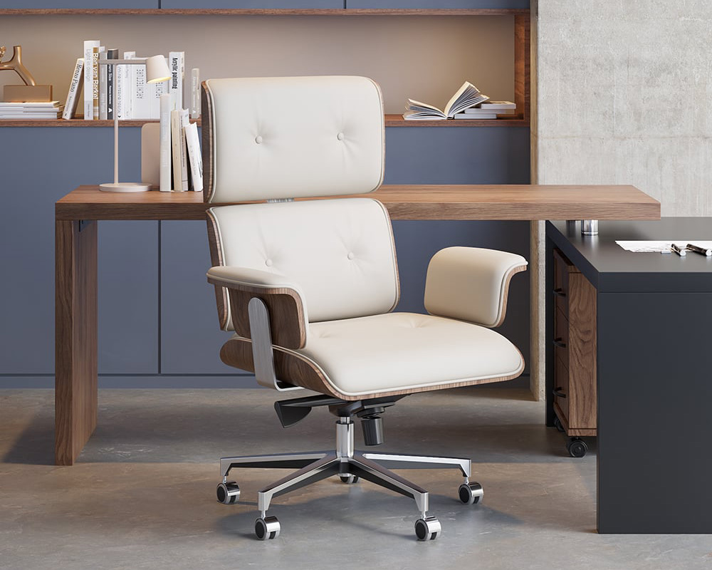 HMR Modern L-Shape Executive Desk & Office Chair Set - White, 70.9"L x 70.9"W x 29.5"H, Right Hand