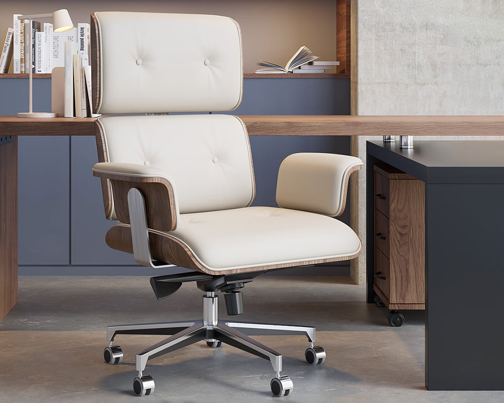 HMR Modern L-Shape Executive Desk & Office Chair Set - White, 70.9"L x 70.9"W x 29.5"H, Right Hand