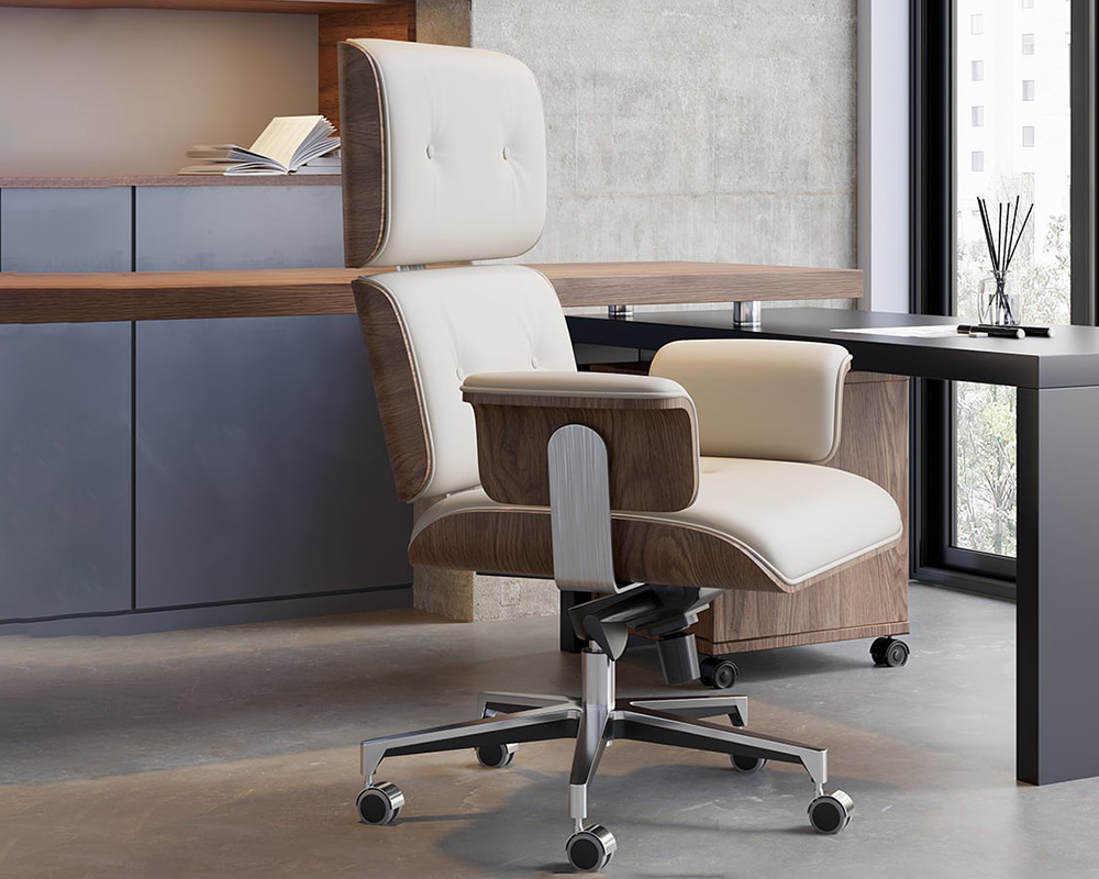 HMR Modern L-Shape Executive Desk & Office Chair Set - White, 70.9"L x 70.9"W x 29.5"H, Right Hand