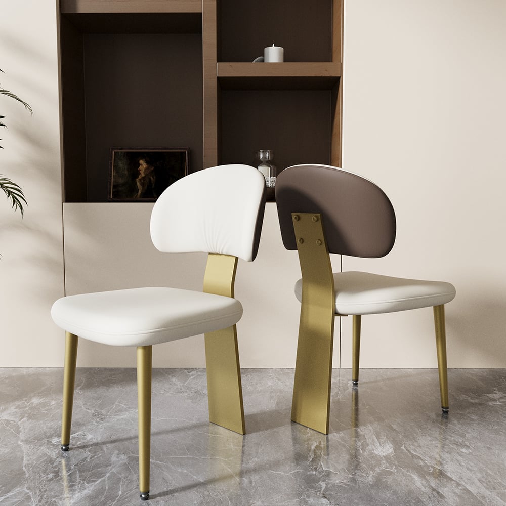 HMR - Set of 2 Modern Dining Chairs with PU Leather