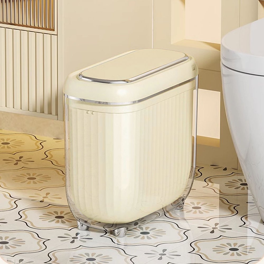 HMR - Automatic Motion Sensor Slim Trash Can with Lid Smart Touchless Garbage Can for Bathroom