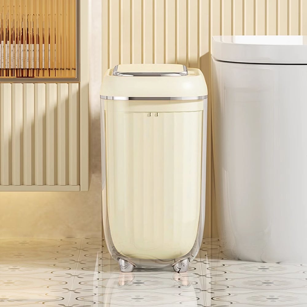 HMR - Automatic Motion Sensor Slim Trash Can with Lid Smart Touchless Garbage Can for Bathroom