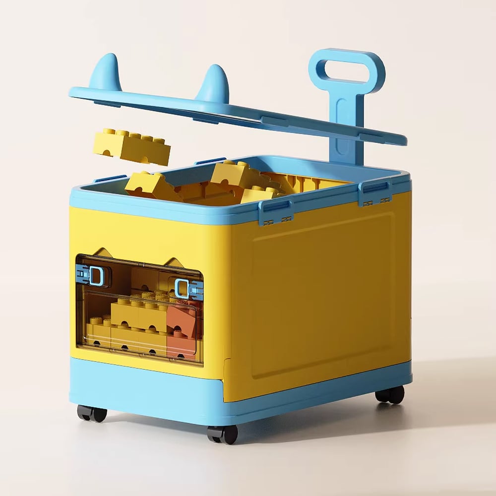 HMR - Stackable Folding Children Toy Organizer Cart Multifunctional Storage Box with Wheels