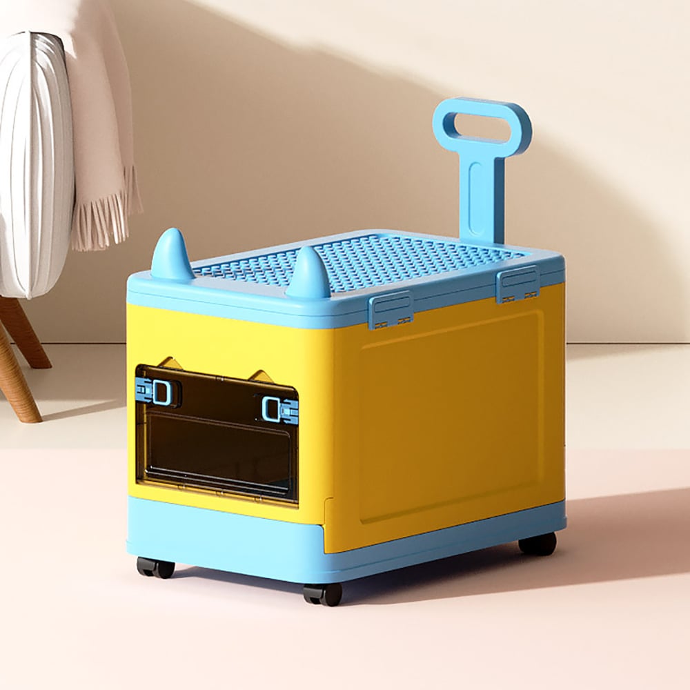 HMR - Stackable Folding Children Toy Organizer Cart Multifunctional Storage Box with Wheels