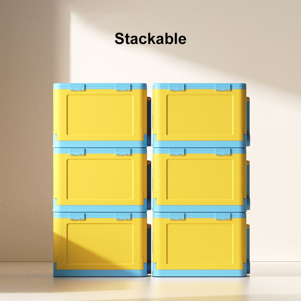 HMR - Stackable Folding Children Toy Organizer Cart Multifunctional Storage Box with Wheels