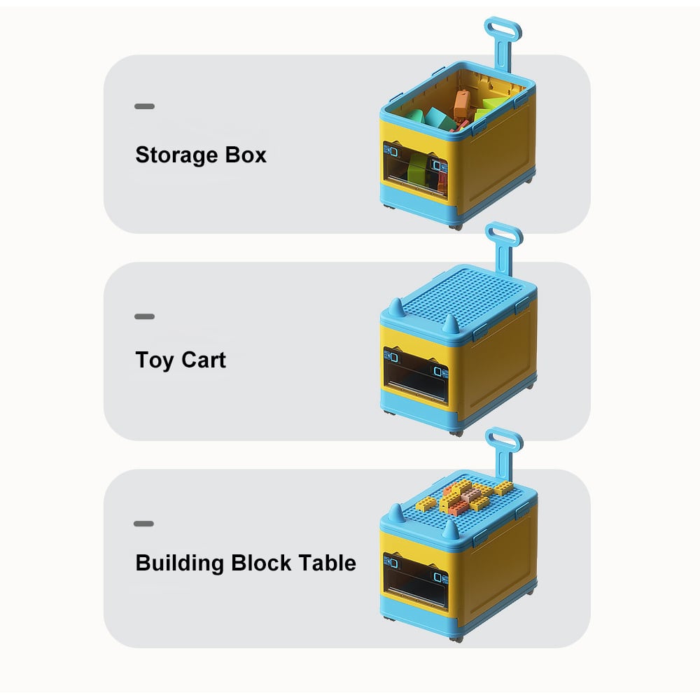 HMR - Stackable Folding Children Toy Organizer Cart Multifunctional Storage Box with Wheels