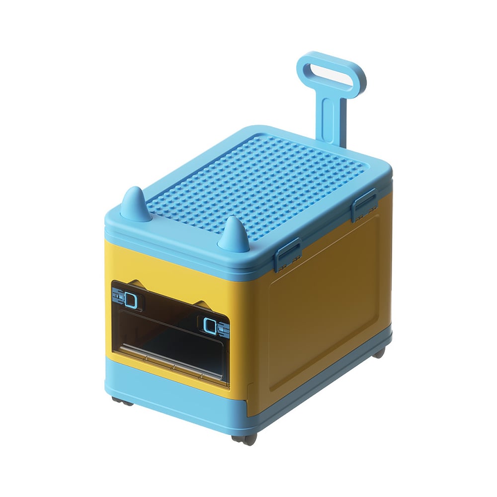HMR - Stackable Folding Children Toy Organizer Cart Multifunctional Storage Box with Wheels