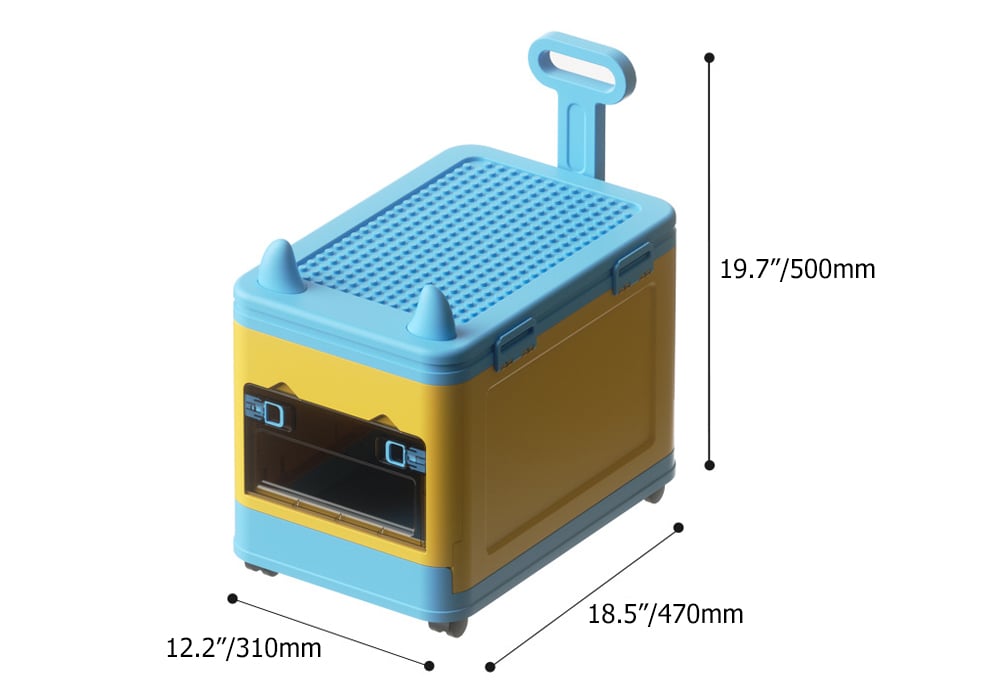 HMR - Stackable Folding Children Toy Organizer Cart Multifunctional Storage Box with Wheels