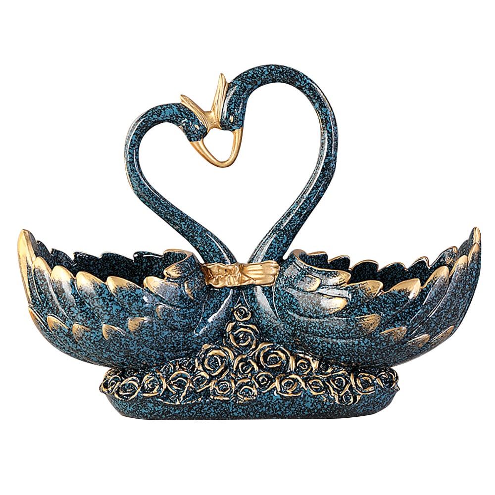 HMR - Creative Gold&Blue Swan Resin Remote Control Holder Living Room Storage Box Home Decor