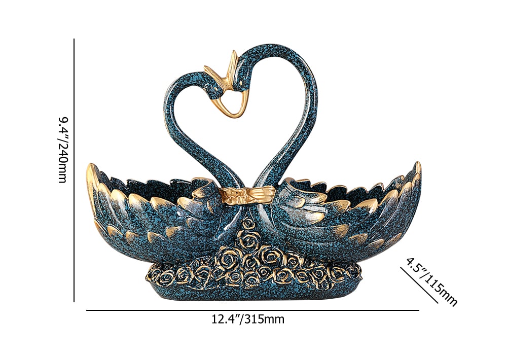 HMR - Creative Gold&Blue Swan Resin Remote Control Holder Living Room Storage Box Home Decor