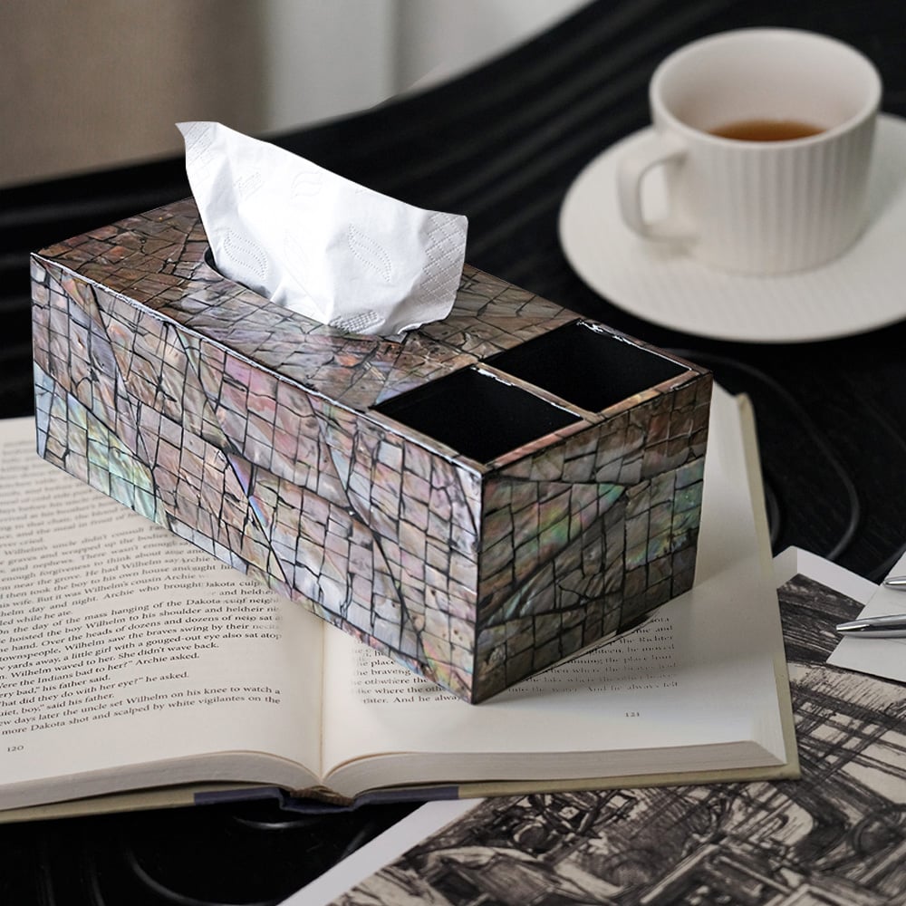 HMR - Modern Tissue Box Cover Multifunctional Nightstand Organizer with Remote Control Holder