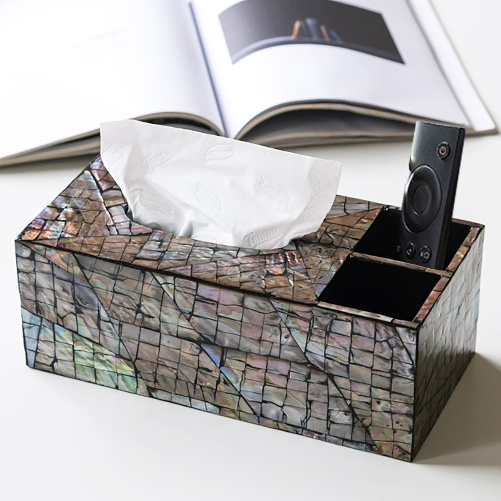HMR - Modern Tissue Box Cover Multifunctional Nightstand Organizer with Remote Control Holder