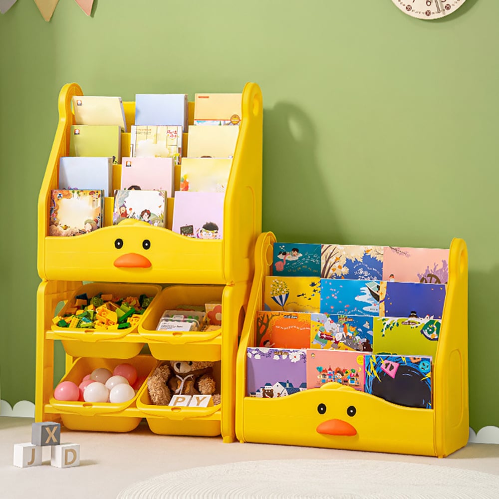 HMR - 4-Tier Little Duck Toy Storage Rack Organizer Children Bookshelf