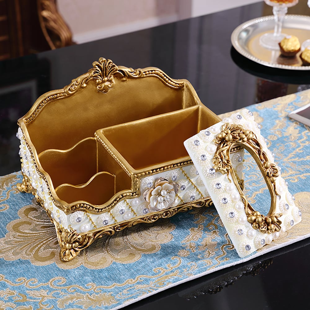 HMR - Handmade Luxury European Tissue Holder Remote Control Storage Living Room Table Storage