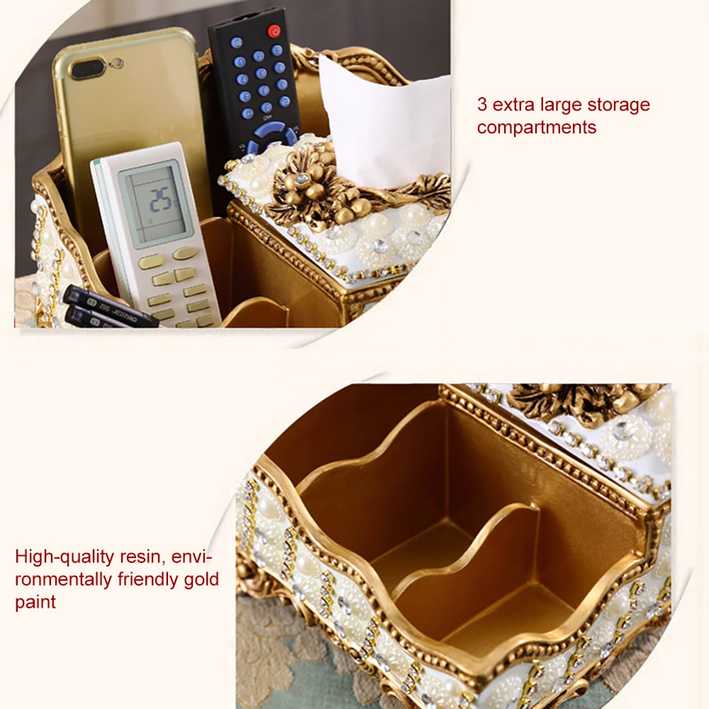 HMR - Handmade Luxury European Tissue Holder Remote Control Storage Living Room Table Storage