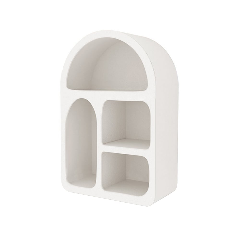 HMR - Japandi White Arched Cave-like Multi-compartment Wall-mountable Desktop Storage Rack