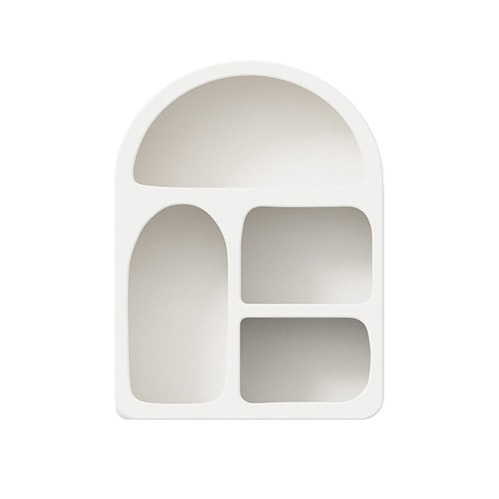 HMR - Japandi White Arched Cave-like Multi-compartment Wall-mountable Desktop Storage Rack