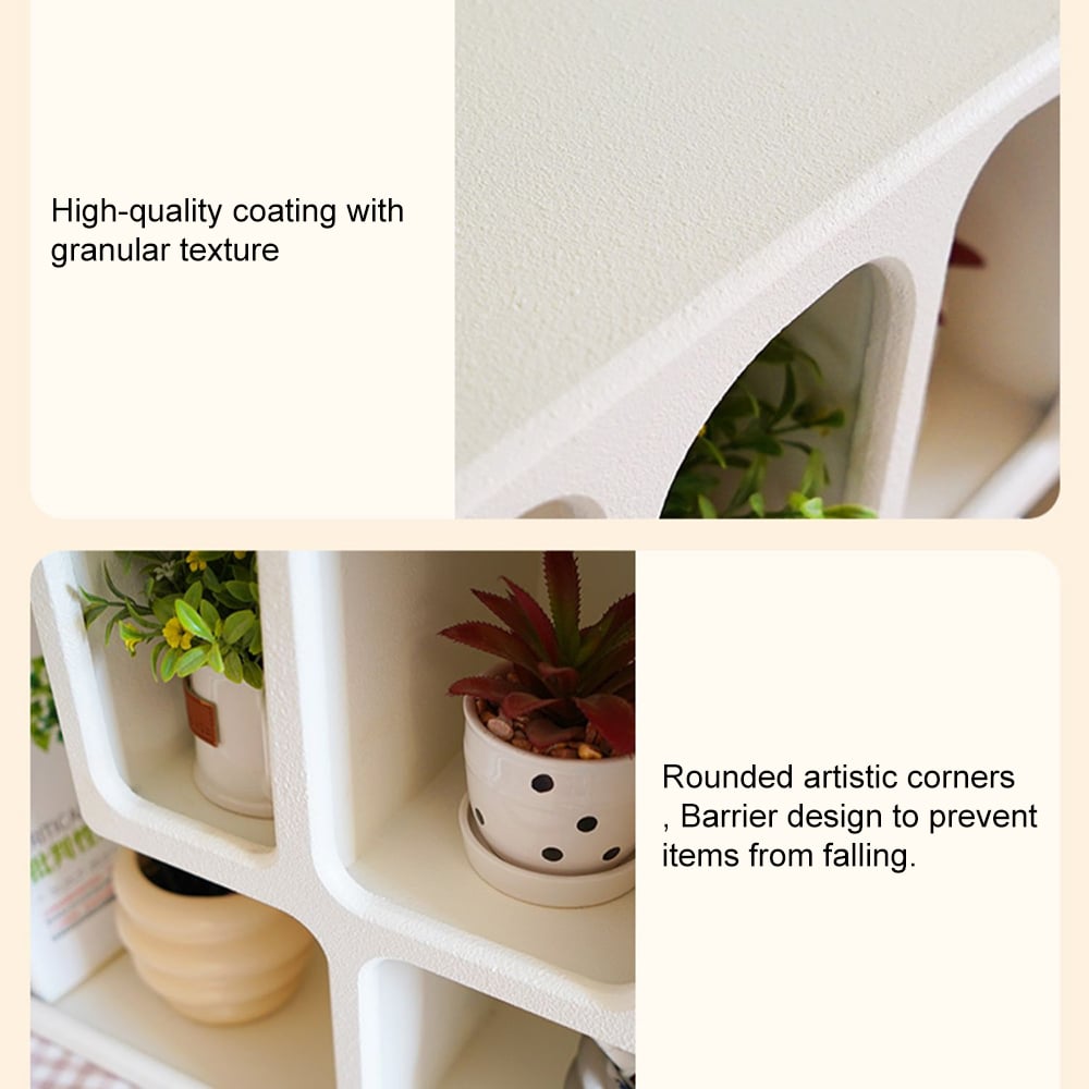 HMR - Japandi White Arched Cave-like Multi-compartment Wall-mountable Desktop Storage Rack