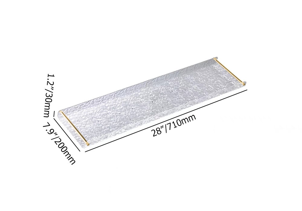 HMR - Acrylic Water Ripple Bathtub Tray Clear Bathroom Caddy Shelf with Gold Handles