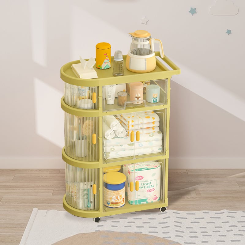 HMR - 3 Tiered Foldable Storage Cabinet Freestanding Toy Organizing Cart
