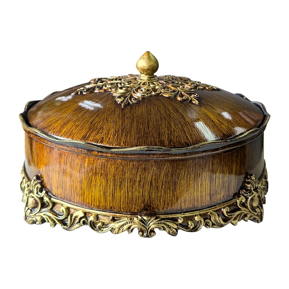 HMR - Brown Resin Divided Serving Tray with Lid Snack Tray Food Storage Containers Home Decor