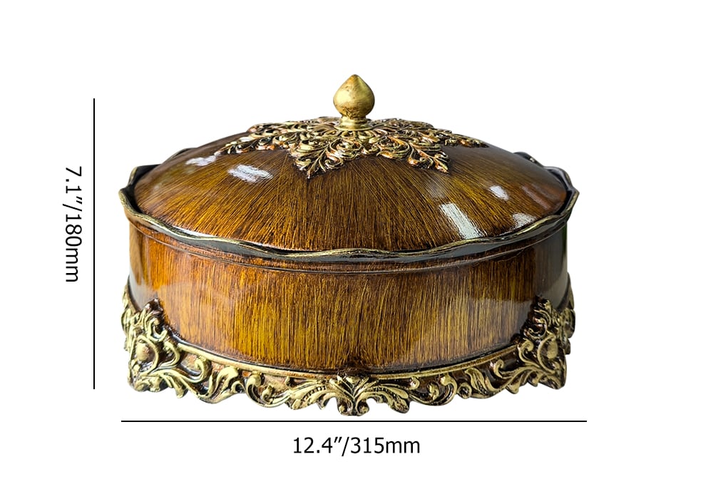 HMR - Brown Resin Divided Serving Tray with Lid Snack Tray Food Storage Containers Home Decor