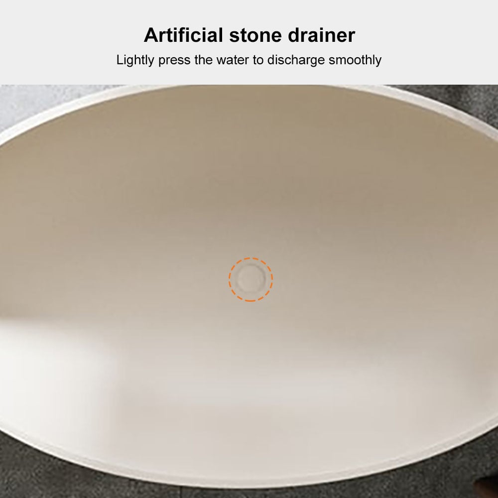 HMR 63" Industrial Oval Freestanding Cement Soaking Bathtub - Beige