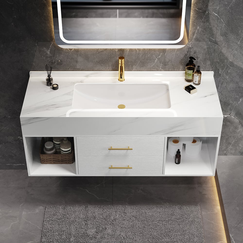 HMR Modern 39" Bathroom Vanity Set with Sink - White