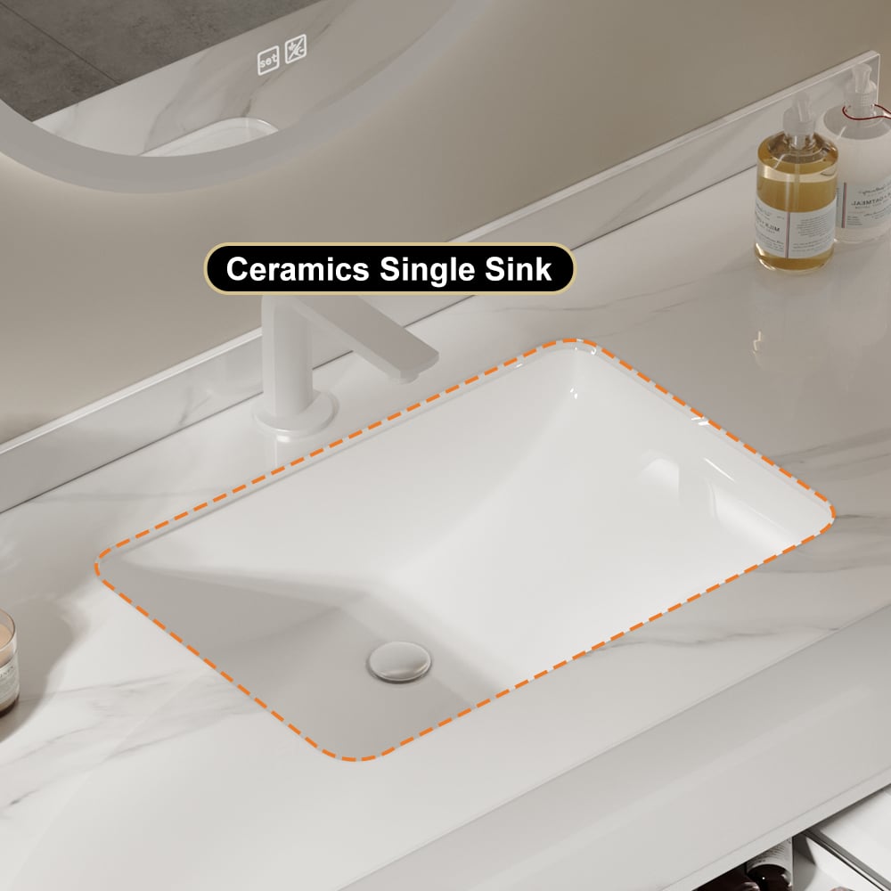 HMR Modern 39" Bathroom Vanity Set with Sink - White