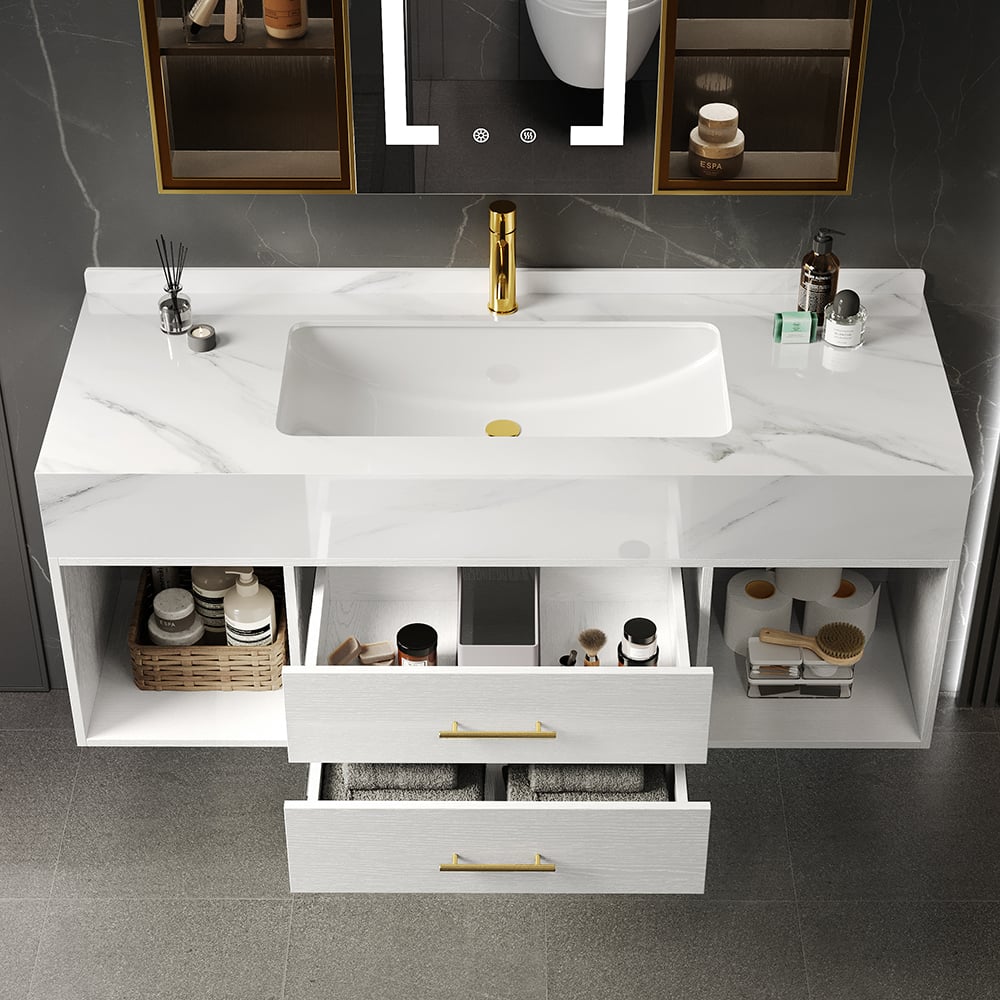 HMR Modern 39" Bathroom Vanity Set with Sink - White