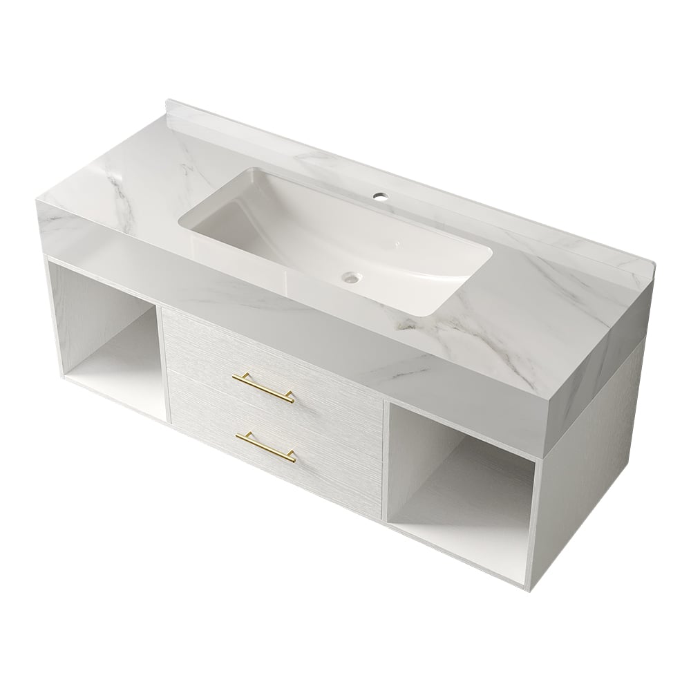HMR Modern 39" Bathroom Vanity Set with Sink - White