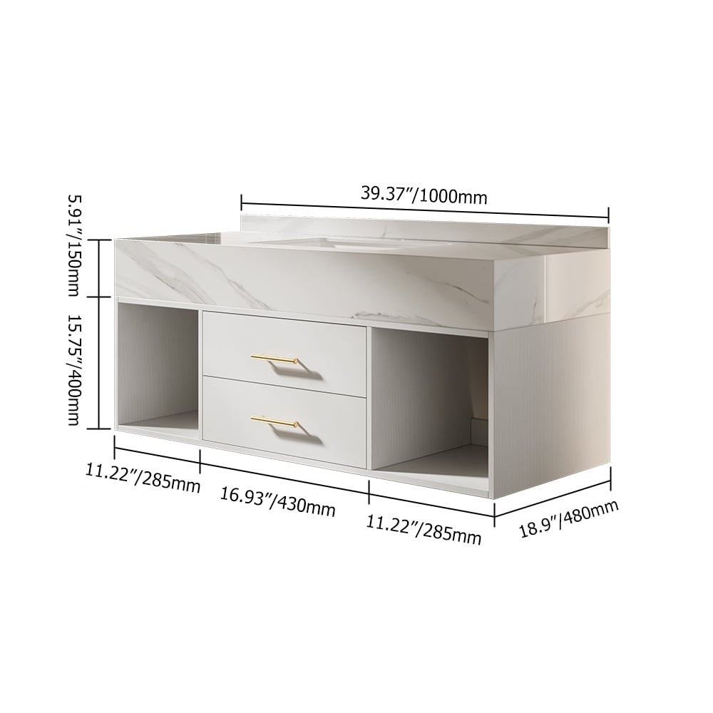 HMR Modern 39" Bathroom Vanity Set with Sink - White