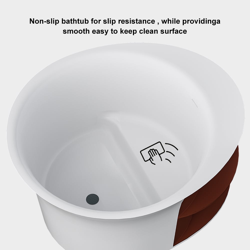 HMR - 47" Japanese Round Freestanding Soaking Bathtub with Storage White 70-Gallon Capacity