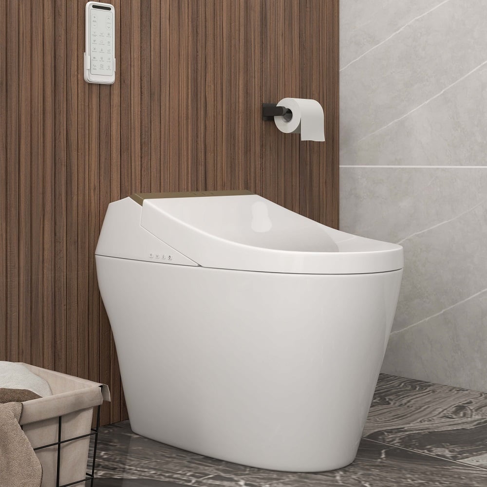 HMR - Set of 2 Elongated Smart Toilet Floor Mounted Automatic Toilet Self-Clean