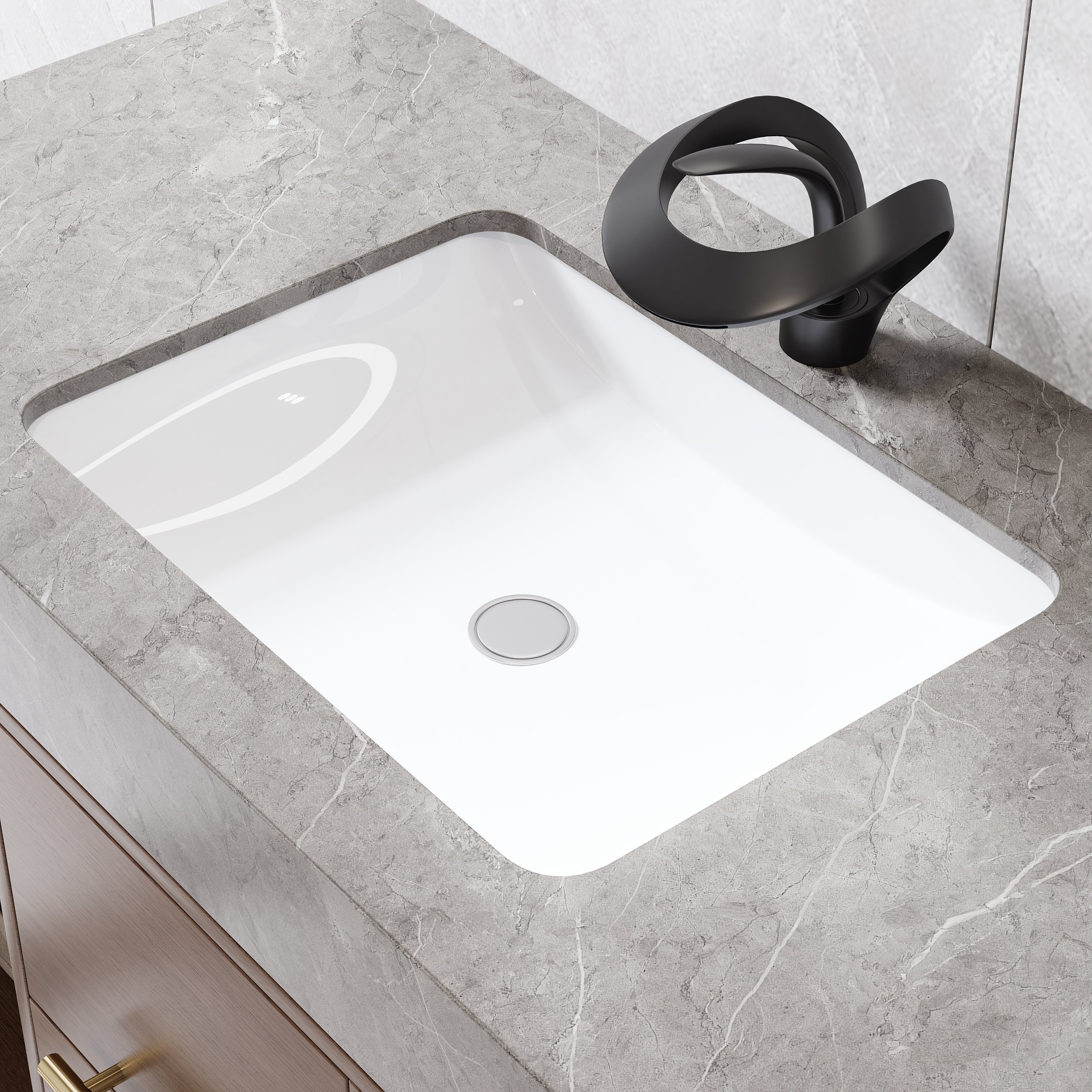 HMR Modern 39" Bathroom Vanity Set with Sink - Walnut