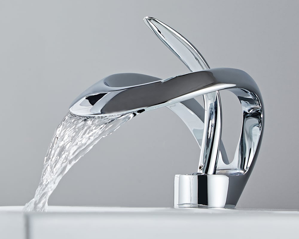 HMR Waterfall Bathroom Sink Faucet Single Handle Solid Brass - Chrome
