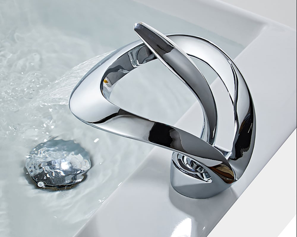 HMR Waterfall Bathroom Sink Faucet Single Handle Solid Brass - Chrome