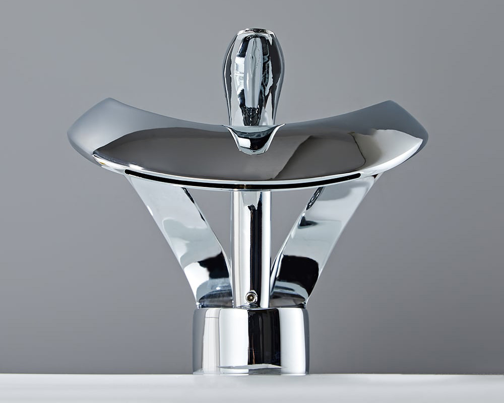 HMR Waterfall Bathroom Sink Faucet Single Handle Solid Brass - Chrome