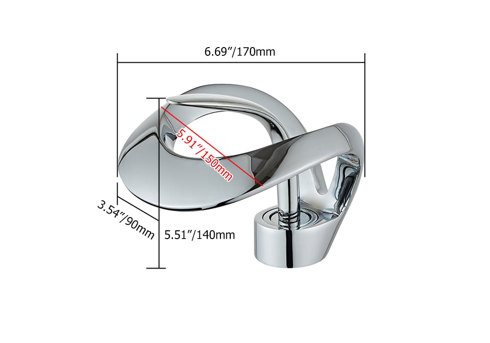HMR Waterfall Bathroom Sink Faucet Single Handle Solid Brass - Chrome