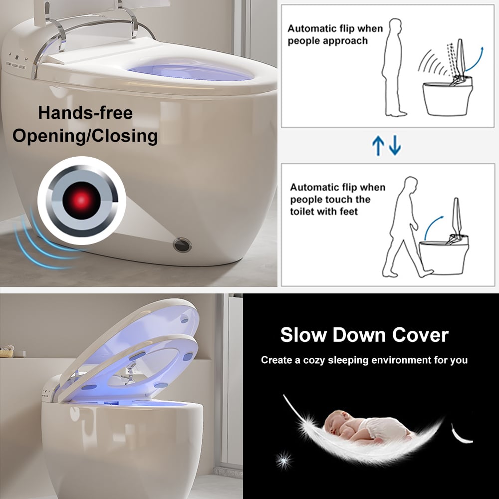 HMR - Automatic Egg-Shaped Smart Bidet Toilet with Multi-Function 1.32 GPF