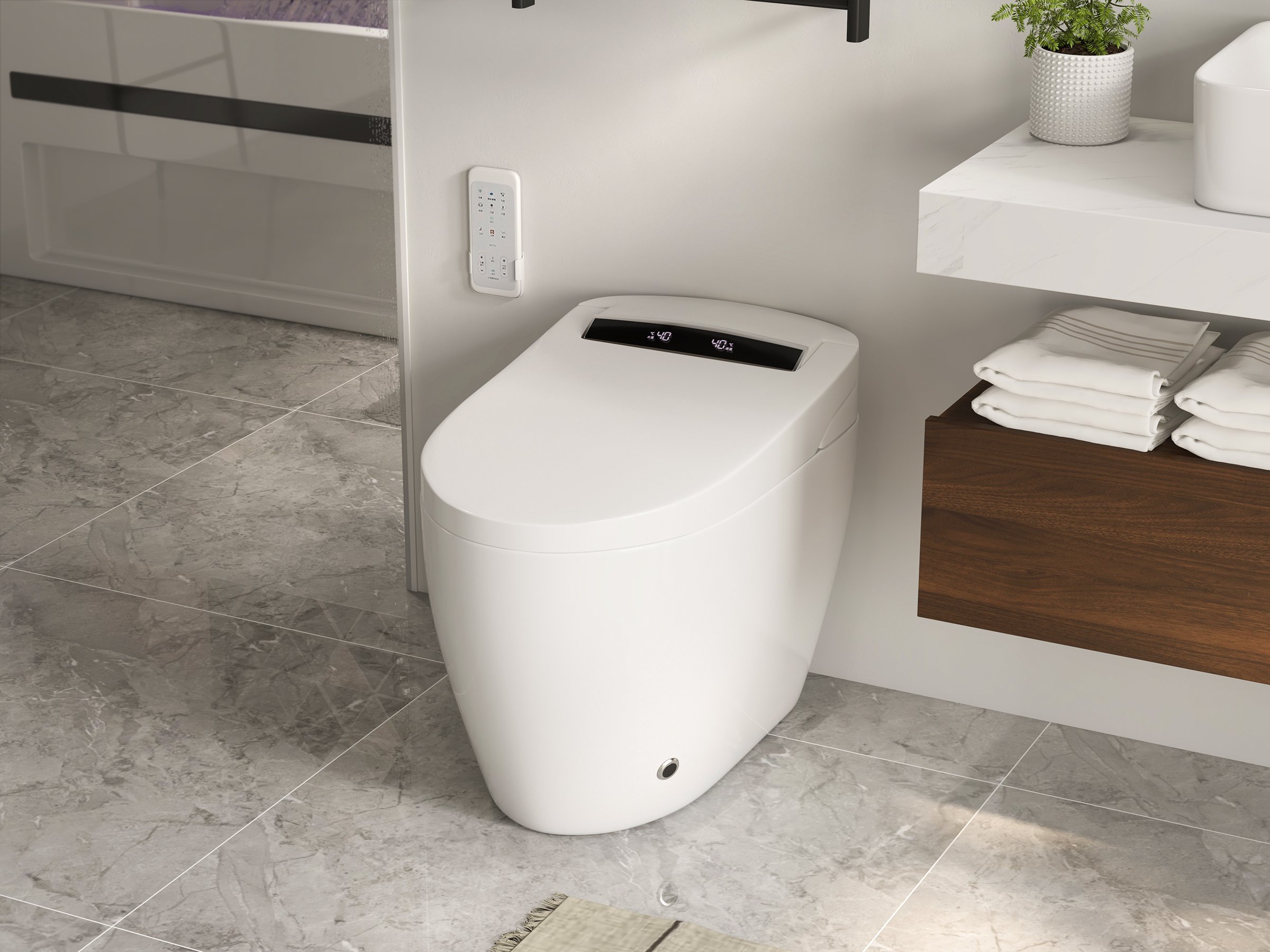 HMR Modern 39" Bathroom Vanity Set with Sink - White/Walnut