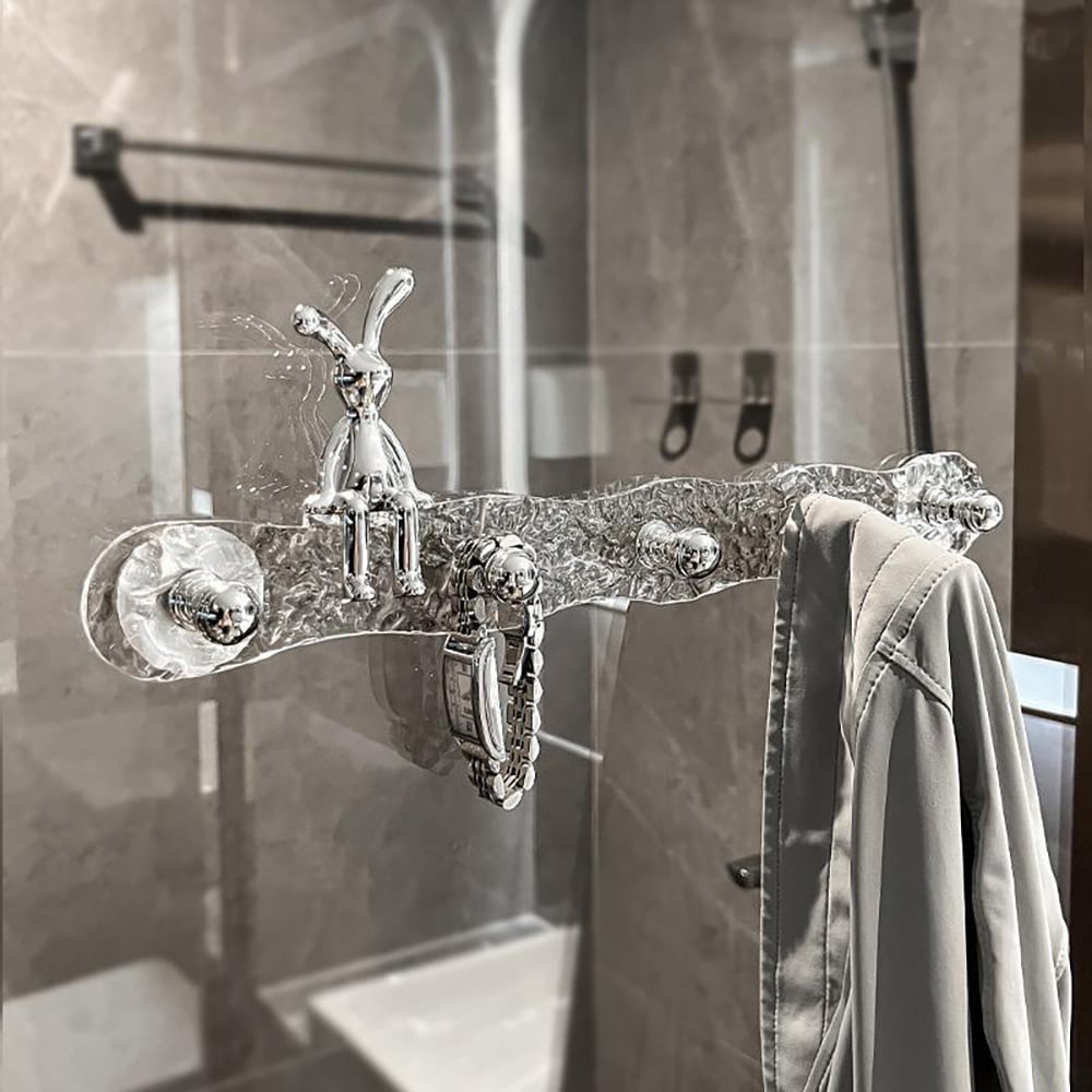 HMR - Water Ripple Acrylic Towel Rack Rabbit Wall Hanger Storage Hooks Decor for Bathroom