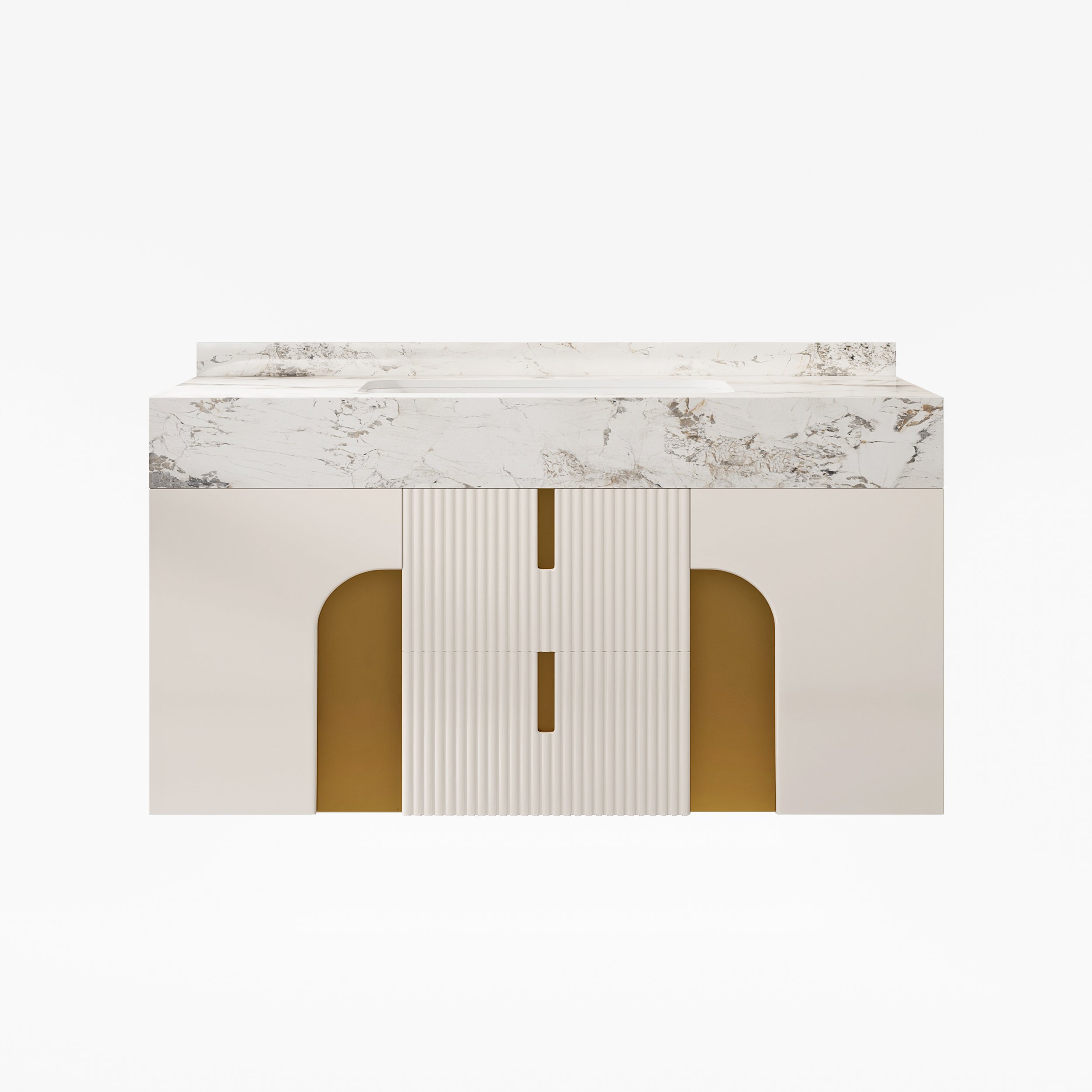 HMR - Artus Series Bathroom Vanity Set 36" Modern Floating Bathroom Vanity Beige with Sink