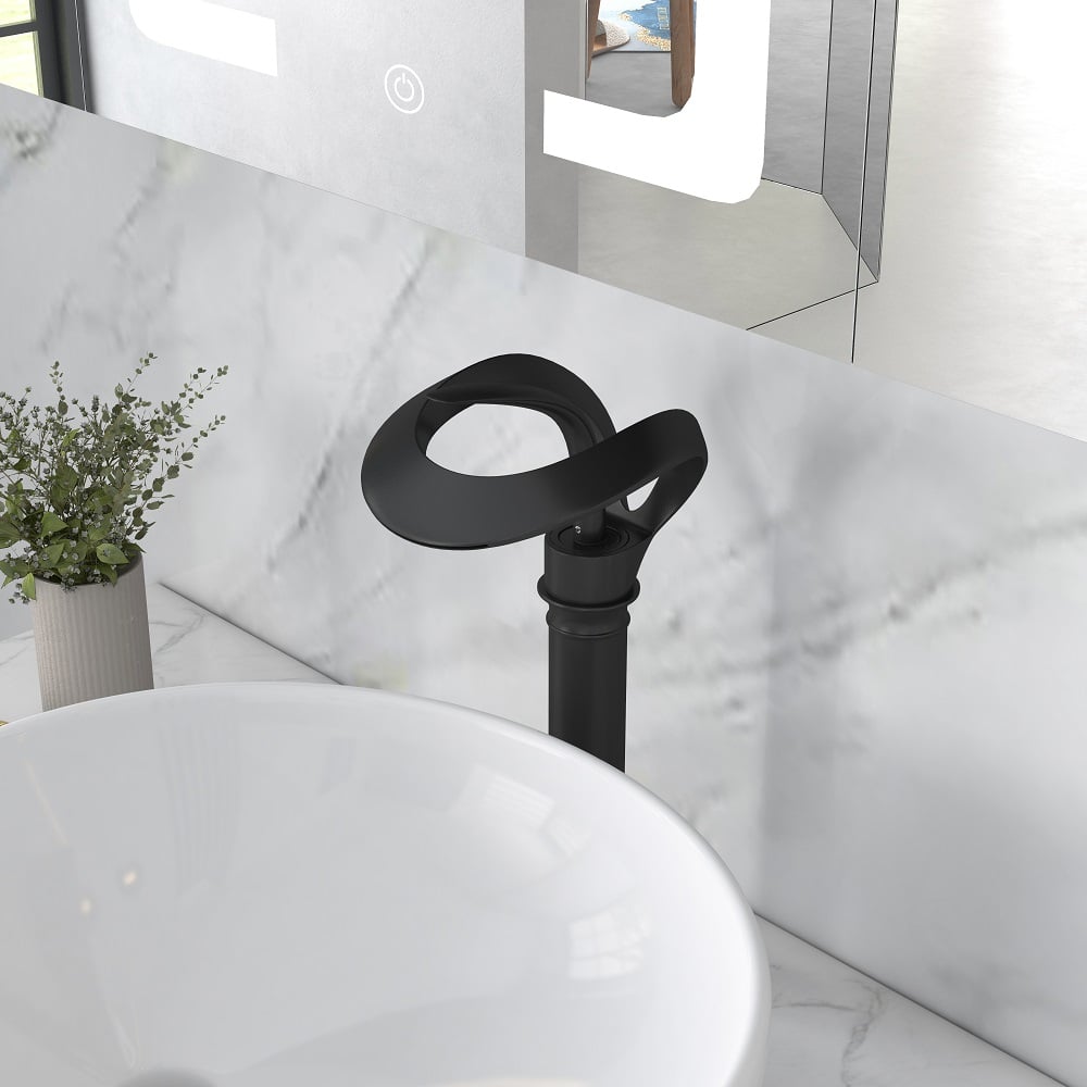HMR - Modern Elegant Waterfall Bathroom Vessel Sink Faucet Single Handle Solid Brass
