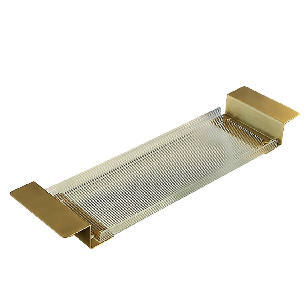 HMR - 24"-29" Acrylic & Aluminum Extendable Bathtub Tray in Clear & Gold Bathroom Caddy Shelf