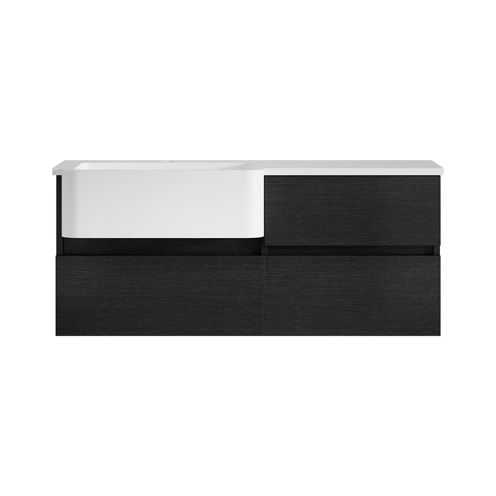 HMR - Bathroom Vanity Set 39.3" Modern Floating Bathroom Vanity Black and White with Sink