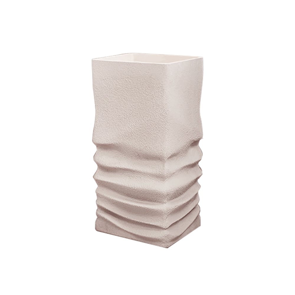 HMR - 34" Tall Japandi Stone Resin Freestanding Bathroom Sink Farmhouse Pedestal Sink in Beige