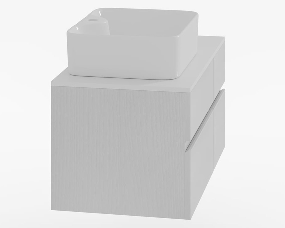HMR Modern Floating Bathroom Vanity Set with Faux Marble Top & Double Ceramic with Vessel Sink - White, 31.5"