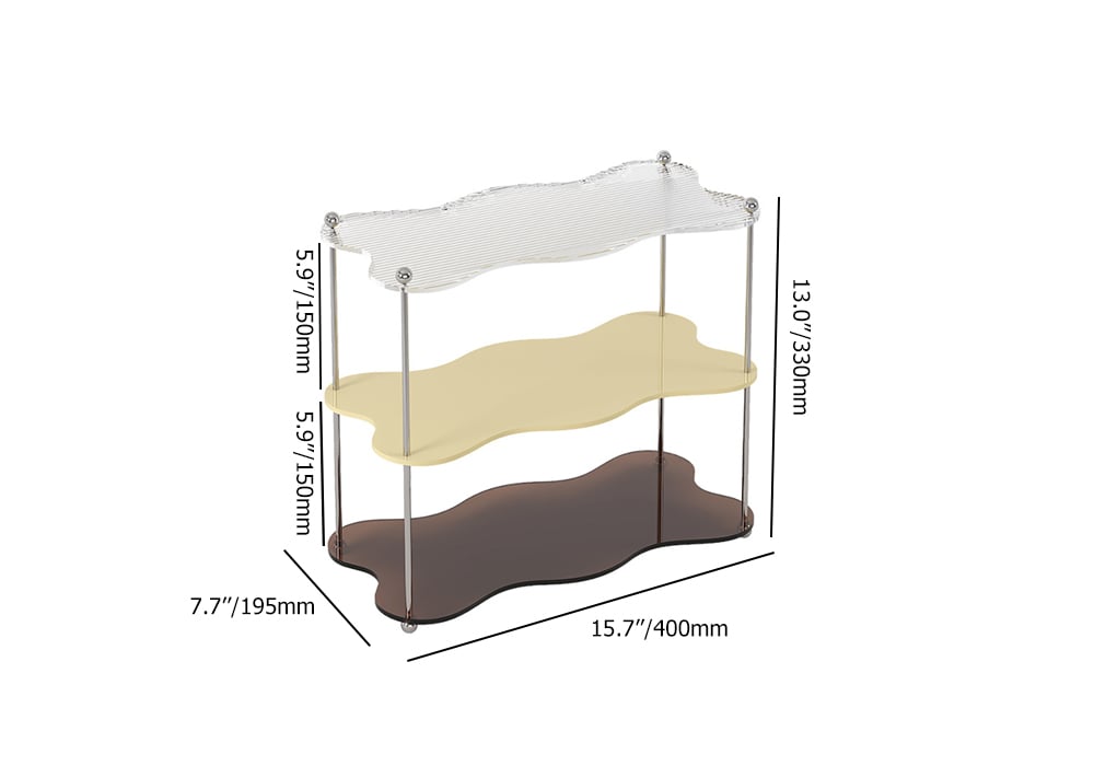 HMR - 3-Tier Amber & Clear & Beige Acrylic Bathroom Storage Rack Makeup Cosmetic Organizer