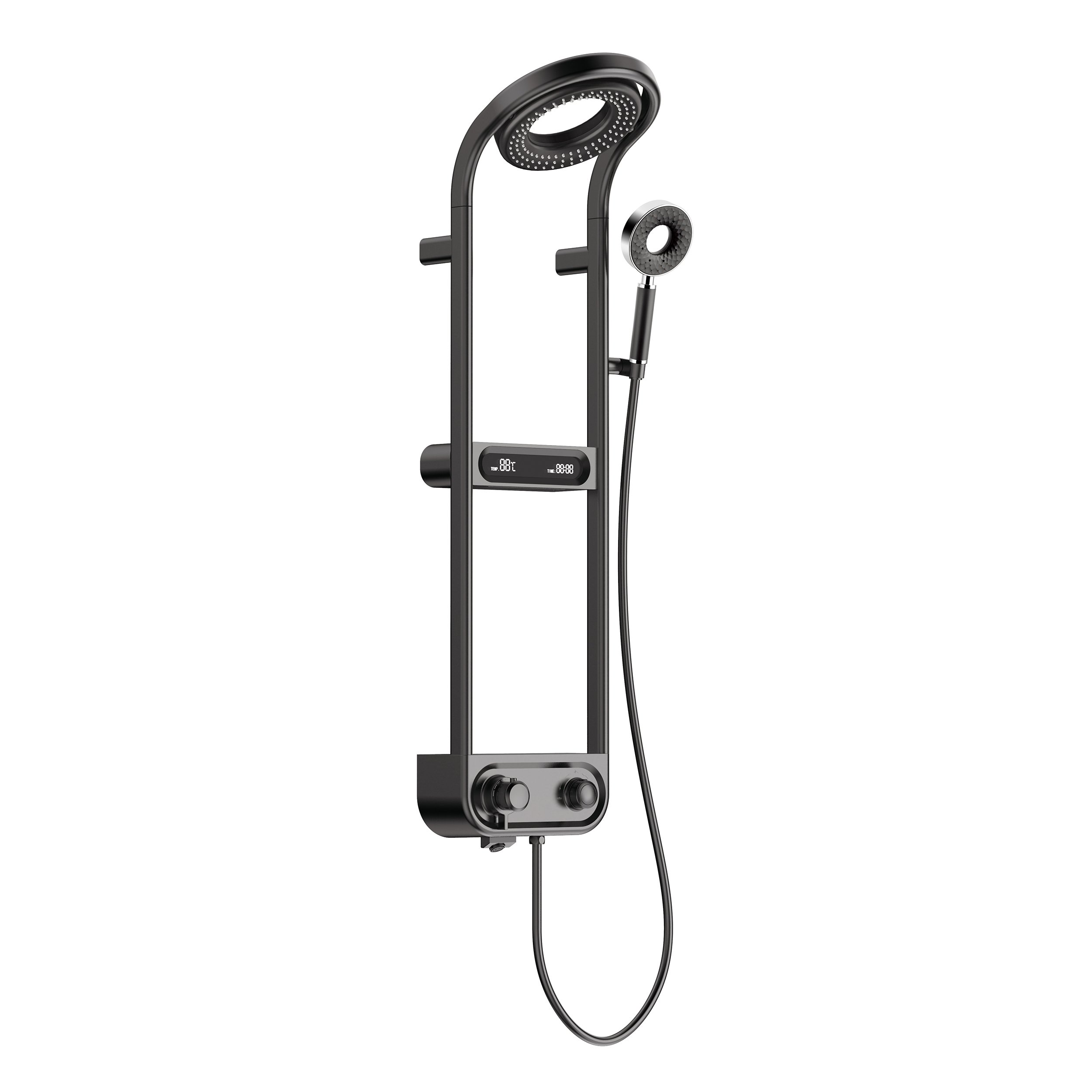 HMR - 360° Rotating Thermostatic Shower System Set with LED Display and Storage Shelf